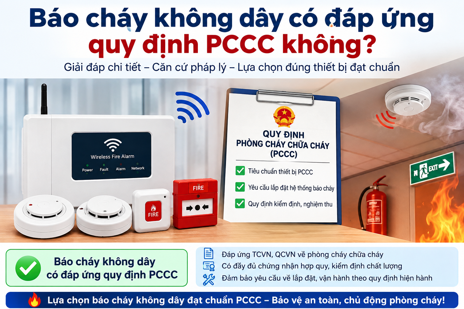Báo cháy không dây có đáp ứng quy định PCCC không